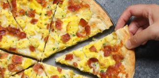 Scrambled Egg Pizza with Bacon