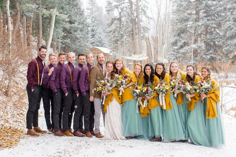 Colorado Wedding Bridal party cuddle