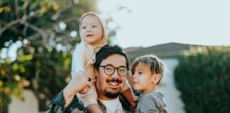 Dad with Two Kids