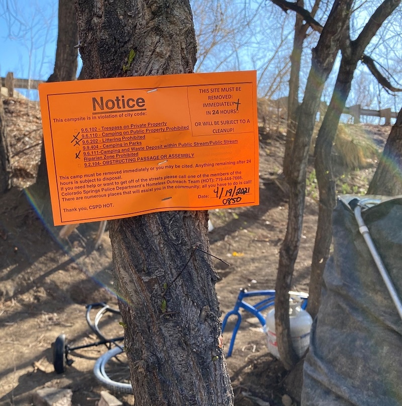 A HOT Team Notice with 24 hour warning to homeless