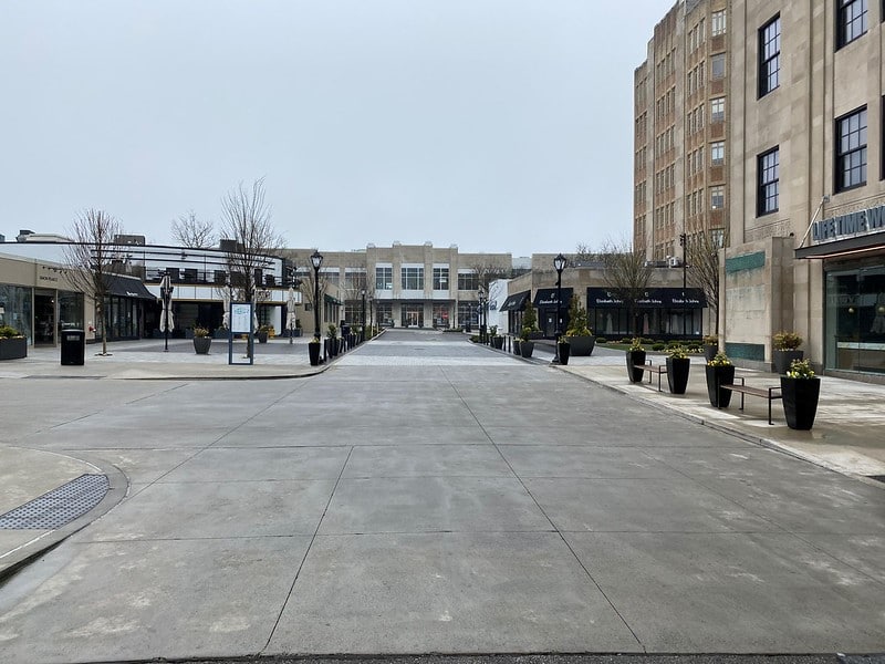 Surburban Square is empty