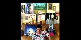 Louis Rodriguez with his art