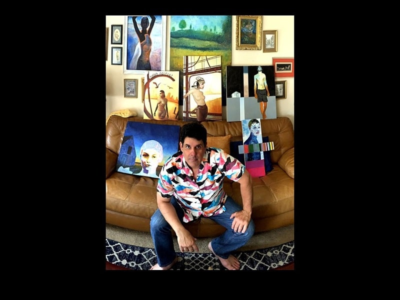 Louis Rodriguez with his art