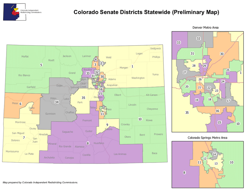 8th Congressional District Colorado Senate Districts Statewide Preliminary Map