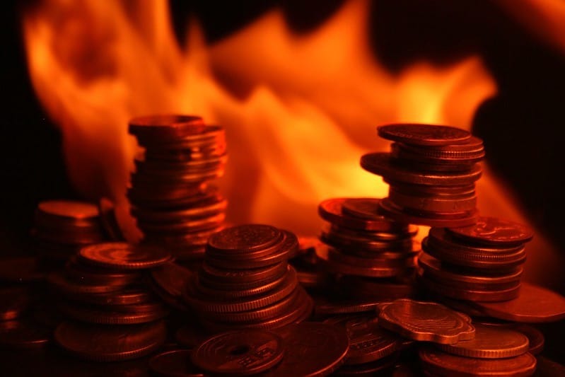 Tax Bills Coins on Fire