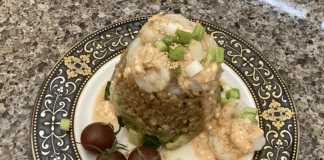 Keto Shrimp Rice Stack