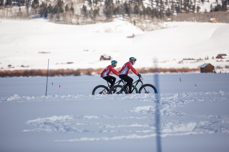 Steve Kaczmarek with daughter Sarah at 2020 world Fat Bike Championship Crested Butte