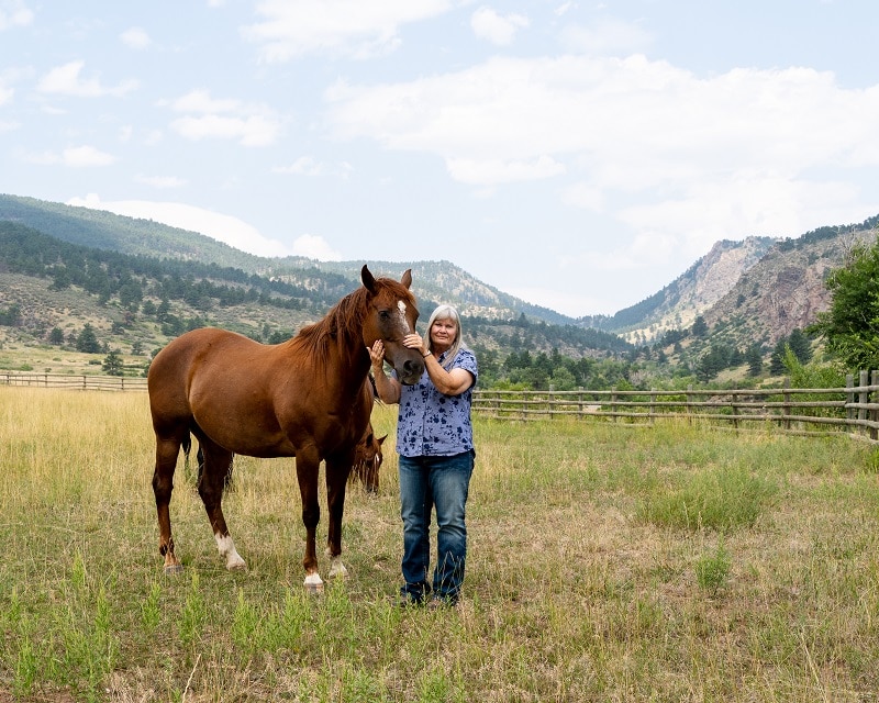 Sylvan Dale Ranch Barb Jepson with horse Gracie
