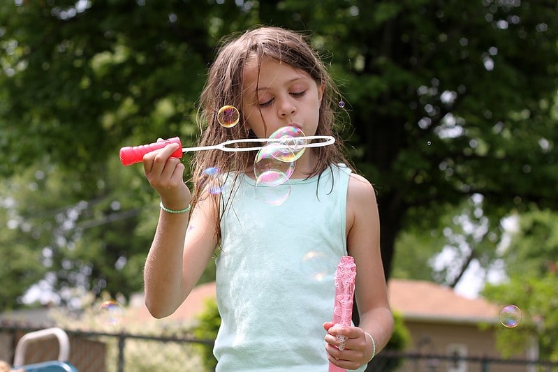 Homeschooling Blowing Bubbles
