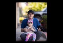 'Photographer Lars Leber with his daughter Emily at his old house in Colorado Springs