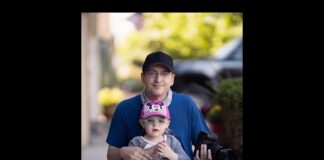 'Photographer Lars Leber with his daughter Emily at his old house in Colorado Springs