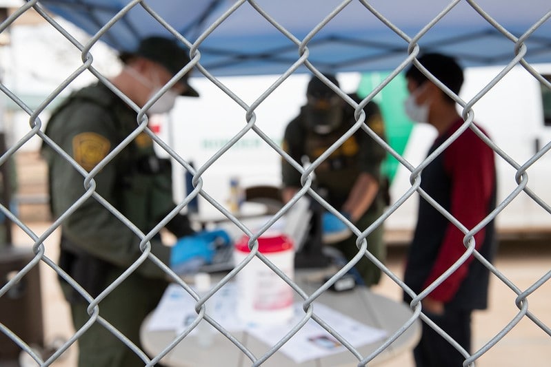 Illegal Alien Border Patrol uses PPE to process individuals near Sasabe AZ 03220220