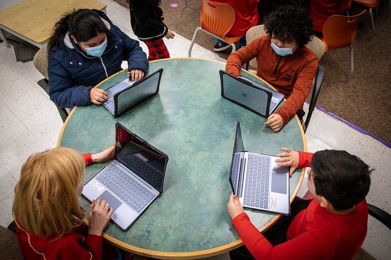 School Funding 3d Graders on Laptops at School