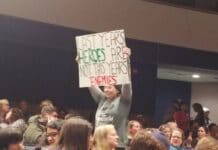 Newly Elected School Board Members Strive for Change Parent Protesting at Woodland Park School Board Meeting