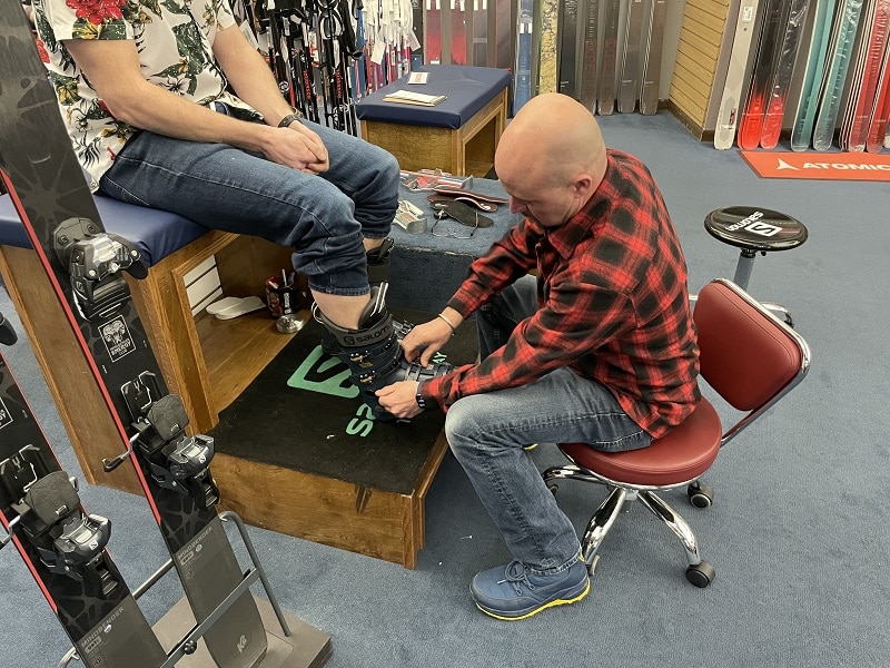 Ski Shop Inc. Rick Uhl Doing a Boot Fitting