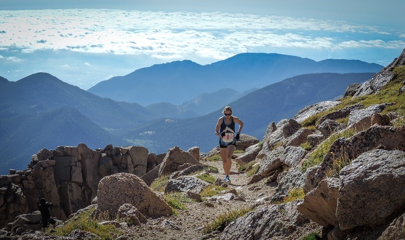 Pikes Peak Marathon Kim Dobson running the Ascent in 2019