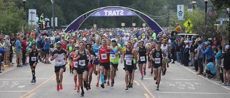 Pikes Peak Marathon Start of Pikes Peak Marathon in 2018