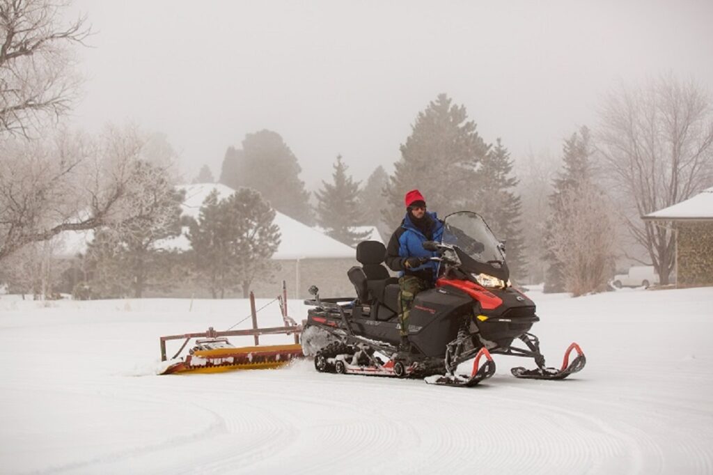 Michael Brothers grooming the ski trails on a frosty day