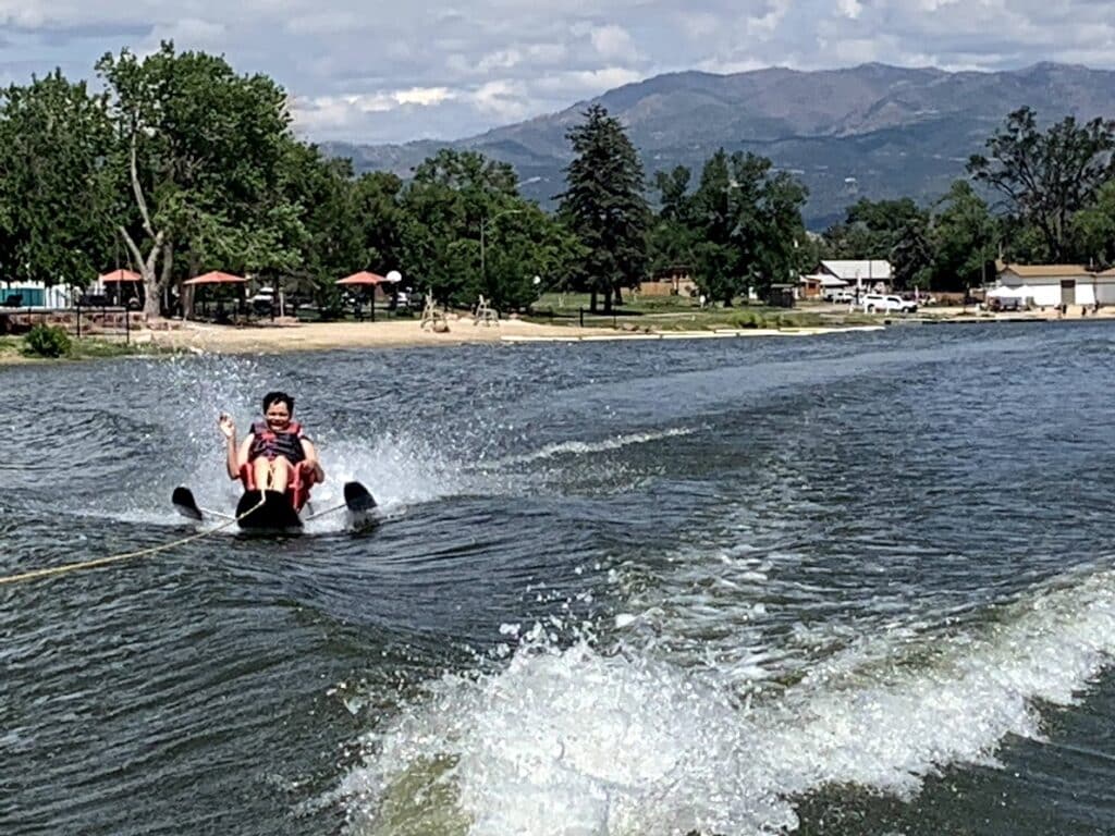 Therapeutic Recreation Program Enjoying Adaptive Water Skiing with Therapeutic Recreation Program (TRP)