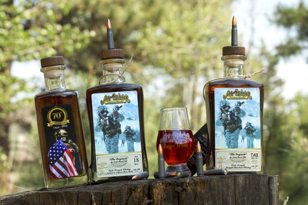 Some of the unique specials at Veterans Wine & Liquor include "Art Of The Spirits" Cask Strength Bourbon which was a military theme.