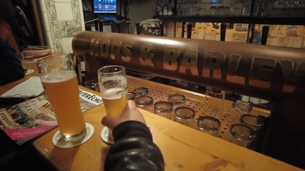 Berlin Brewing Hops & Barley Berlin - enjoying a drink