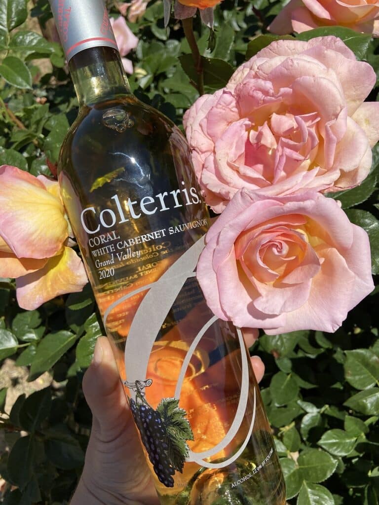 Colterris Winery The refreshing Colterris Coral White. [Courtesy Of Colterris Winery] Glasses-Tasting: Glasses set out for a reserved tasting at Colterris Estate Winery in Palisade.