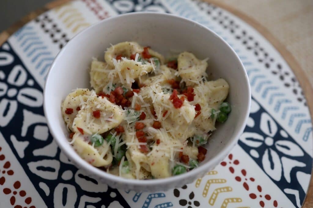 Tortellini with Peas & Pancetta